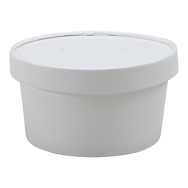 Paper Food / Soup Container w/ Lid 8 oz White Combo 250 / cs