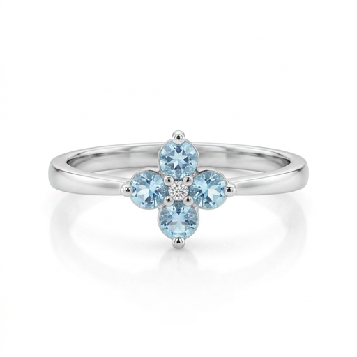 Anillo flor Topacio azul