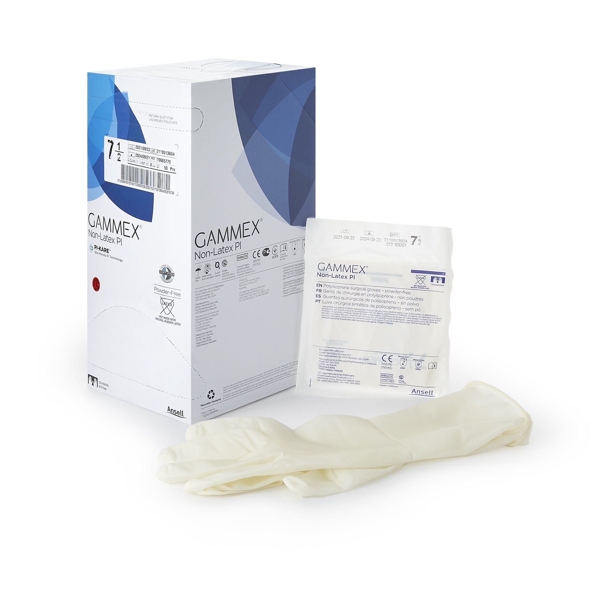 GAMMEX Non-Latex PI Sterile Polyisoprene Surgical Gloves Micro-Textured Chemo Tested (BX/50PR)