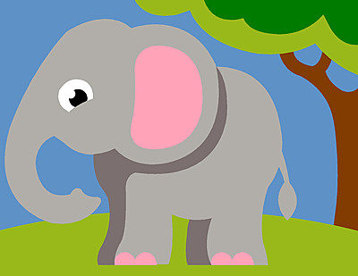 Elefante sotto l'albero - Kit mezzopunto