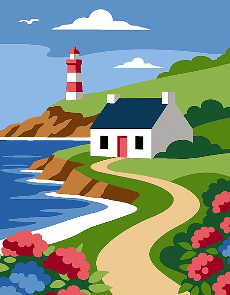Faro sulla costa-kit completo per mezzopunto