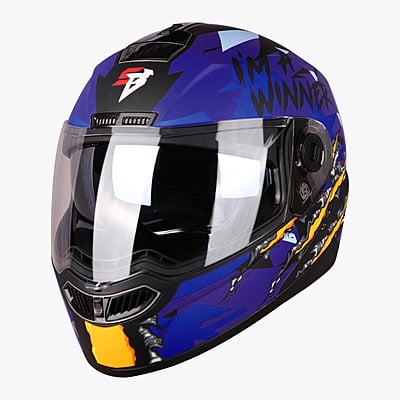 STEELBIRD SBA-7 ISS WINNER GLOSSY BLACK/BLUE C/V (L)