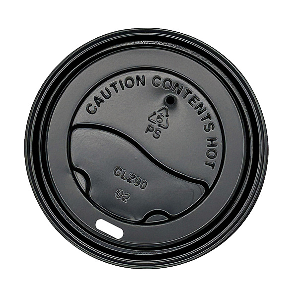 Travel Lid PS for Paper Hot Cup 10-24oz Black , 90mm 10 / 100 cs