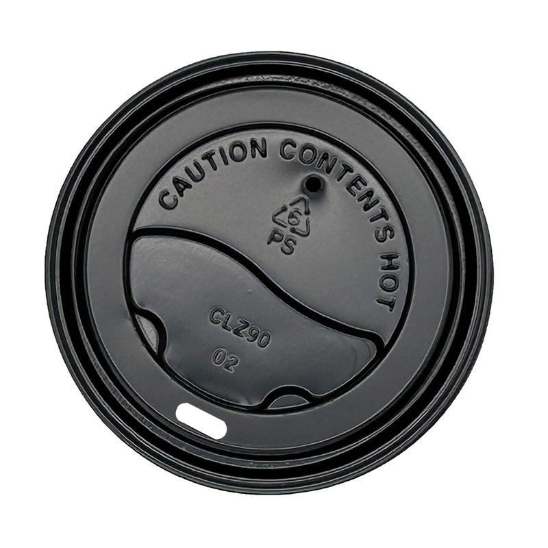 Travel Lid PS for Paper Hot Cup 10-24oz Black , 90mm 10 / 100 cs