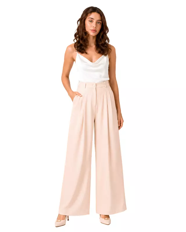 High-Waisted Wide-Leg Tailored Pants