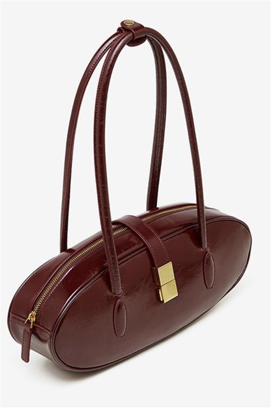 OIL WAXED COWHIDE UNDERARM SINGLE SHOULDER BAG WINE RED