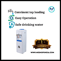 Energy-efficient blue water dispenser with LED indicators.