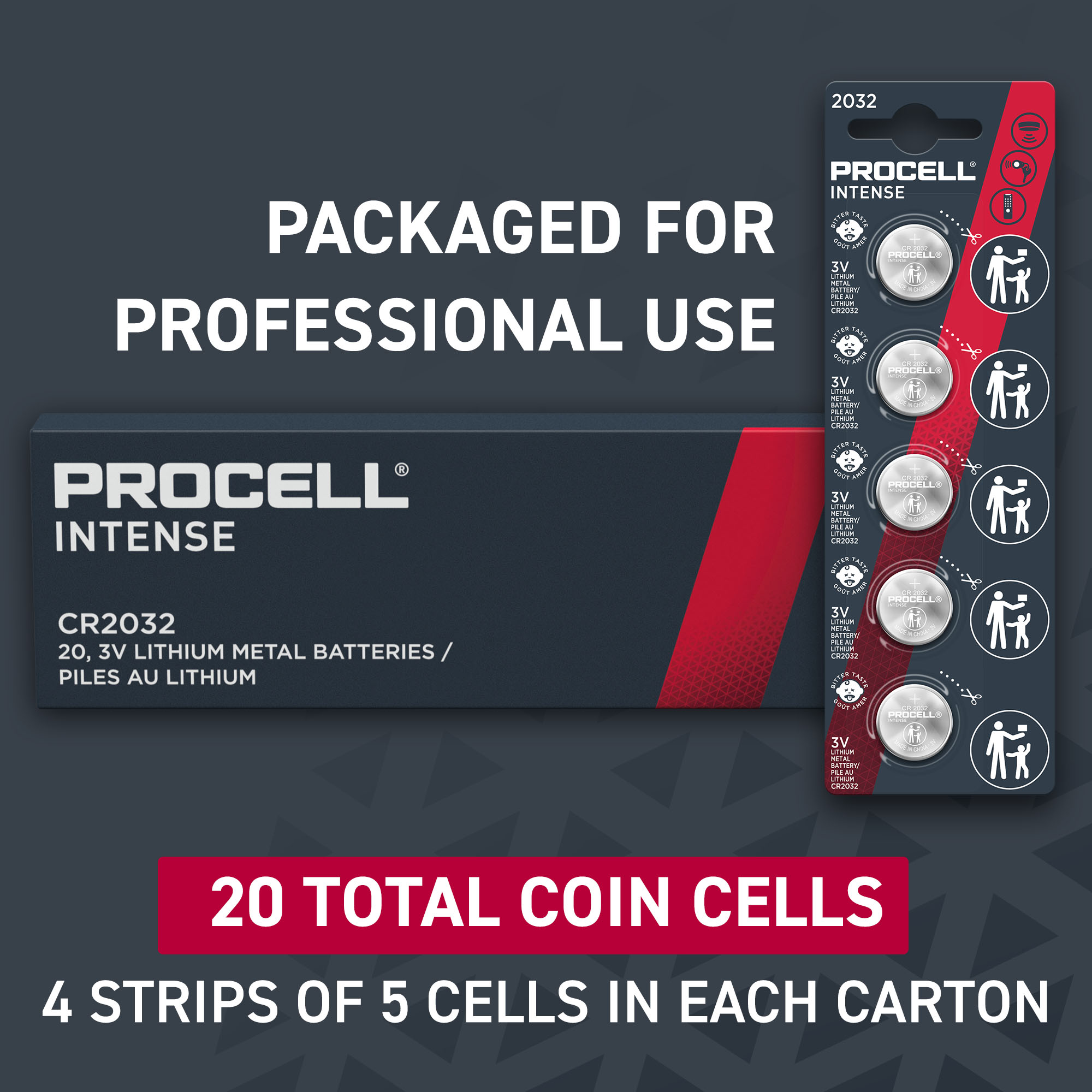 Duracell Procell 2032 Lithium Coin 2" x 1" x 1" Strip Pack 200 / cs