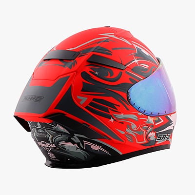 STEELBIRD SA-2 VILLAIN FLUO WATERMELON /GREY C/V (M) + EXTRA RAINBOW VISOR