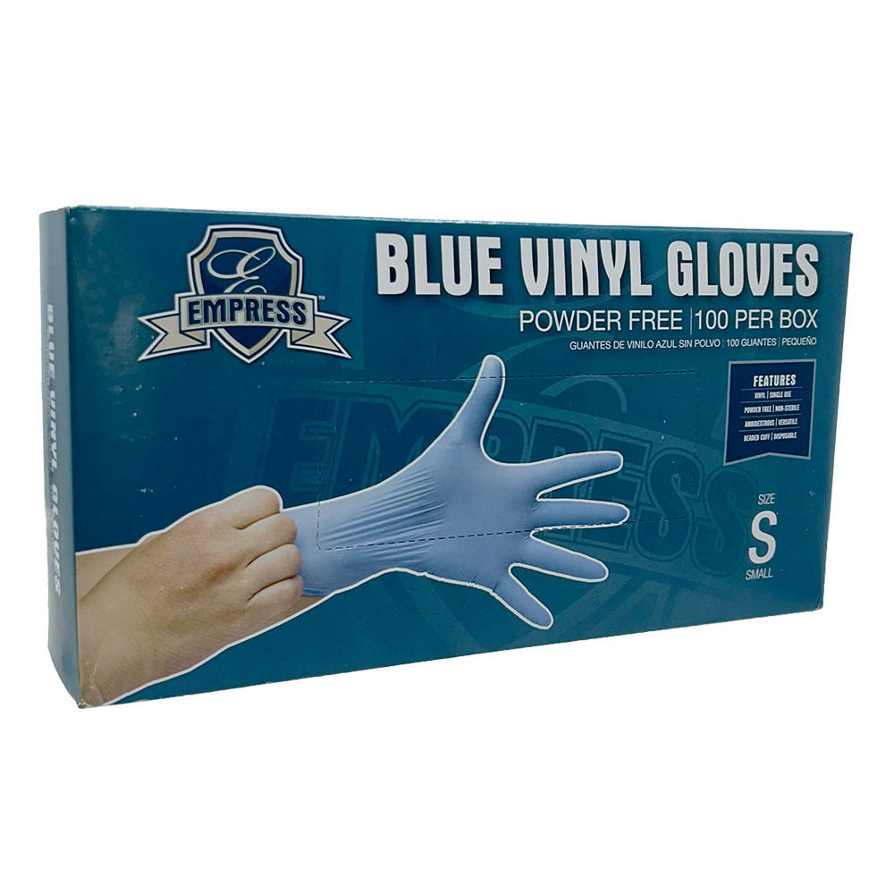Empress Vinyl Glove Powder Free Small , Blue 10 / 100 cs
