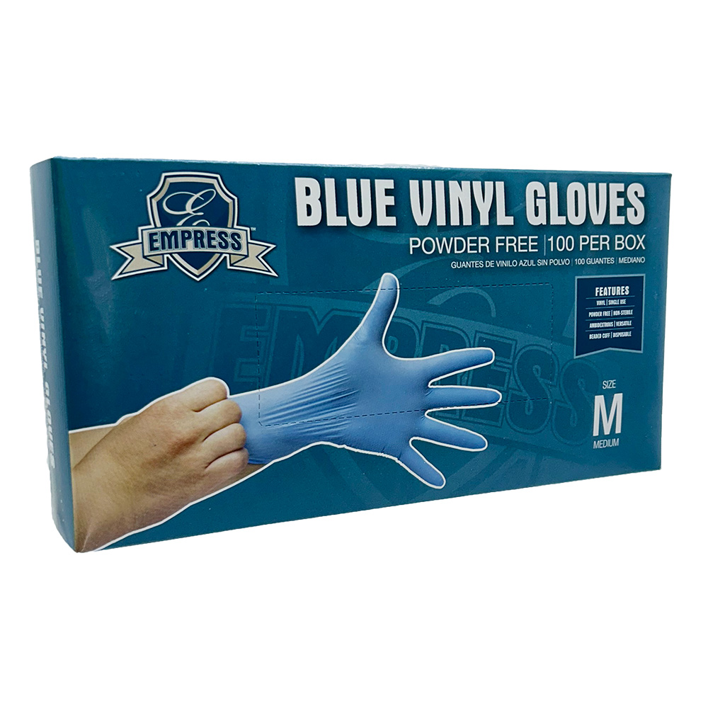 Empress Vinyl Glove Powder Free Medium , Blue 10 / 100 cs