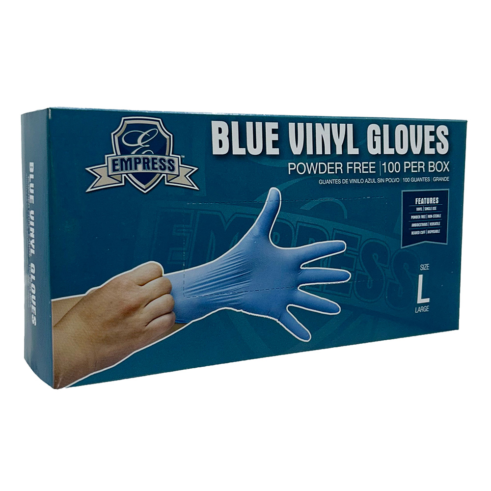 Empress Vinyl Glove Powder Free Large , Blue 10 / 100 cs