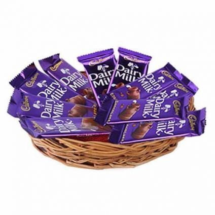 Basket of Dairy Milk chocolates Basket of Dairy Milk chocolates