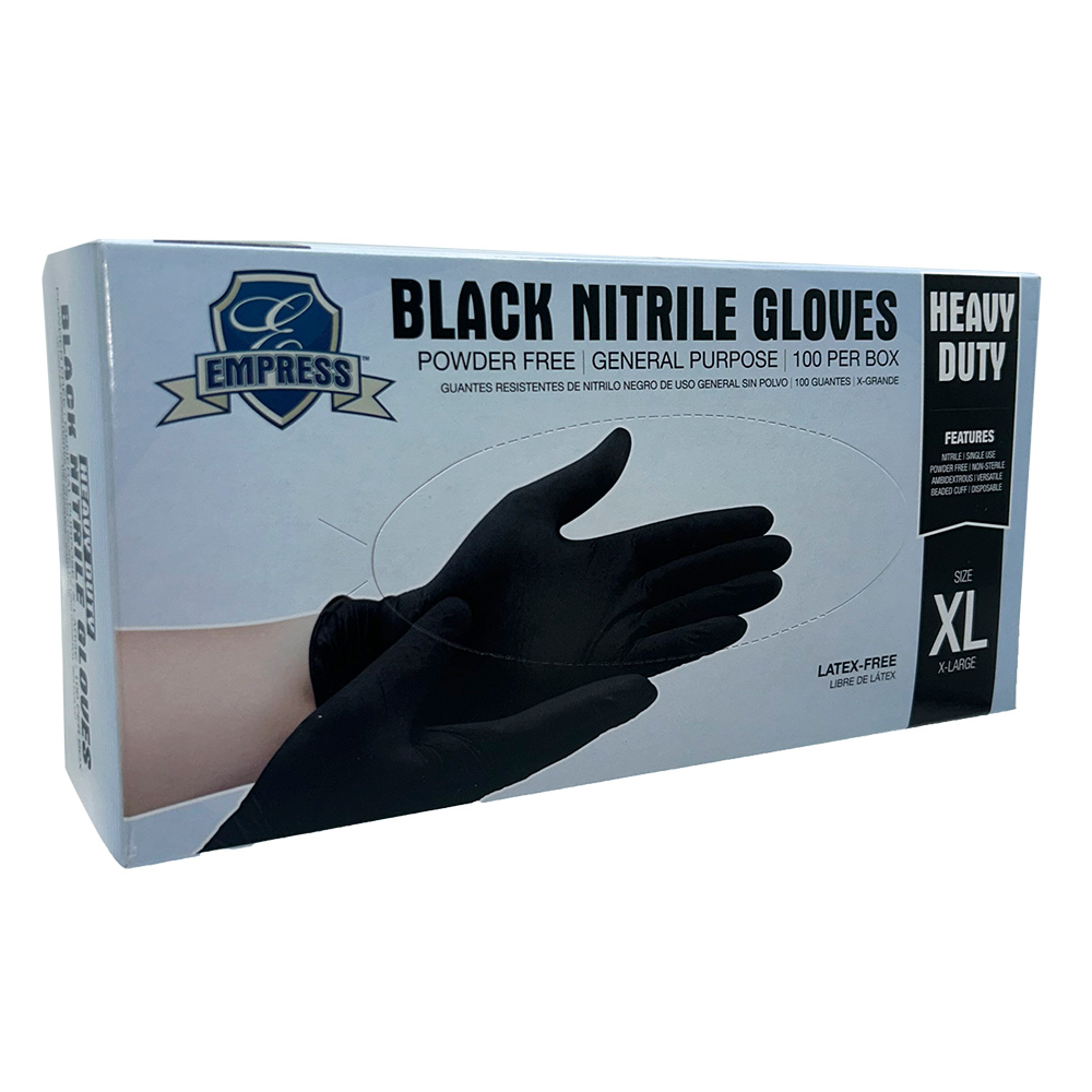 Empress Heavy Nitrile General Purpose Glove X-Large, Black 5 mil Powder Free 10 / 100 cs