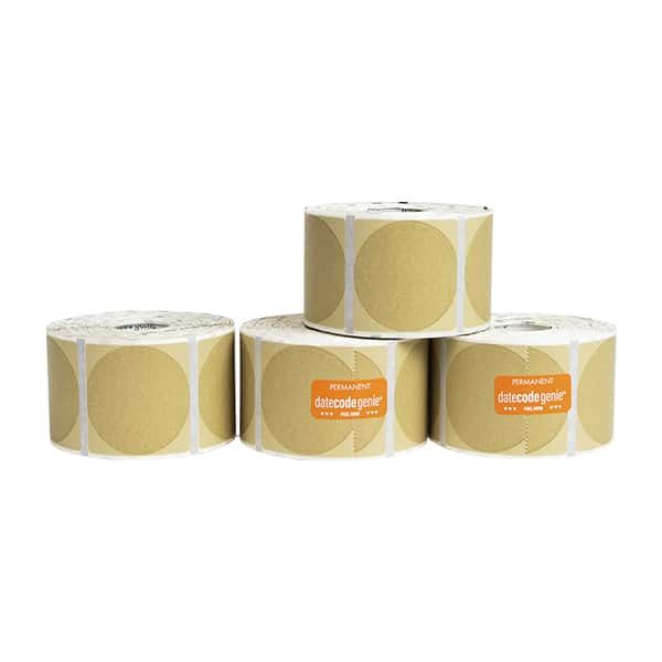 National Checking Blank Permanent Circle Labels 2" Kraft, Data Code Genie 4 / cs