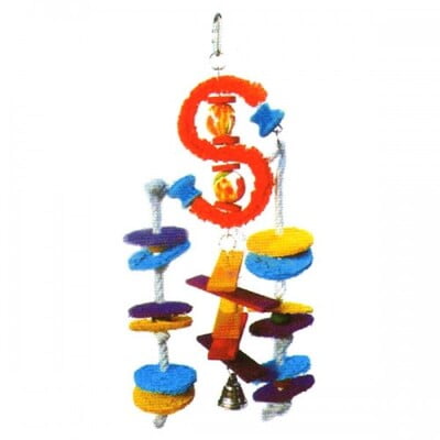 PADO HANGING TOY FOR LARGE BIRDS W/BELLS 39X18CM PADO HANGING TOY FOR LARGE BIRDS W/BELLS 39X18CM