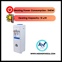 Person filling a glass with water from a blue water dispenser.