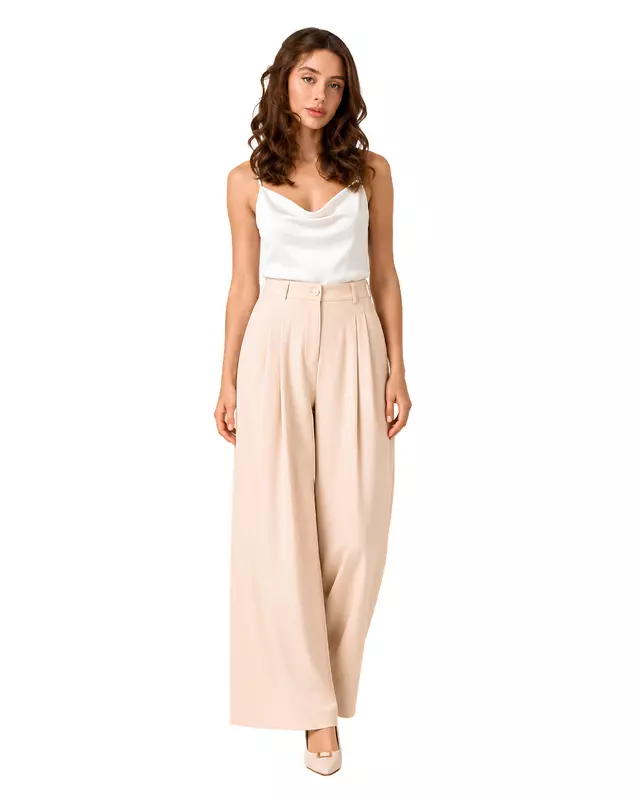 High-Waisted Wide-Leg Tailored Pants