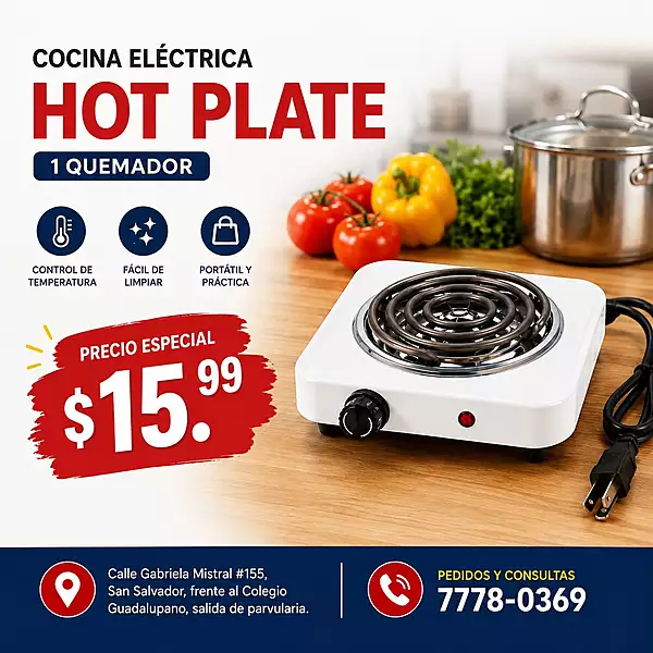 Cocina Eléctrica Portátil de 1 Quemador – Blanca