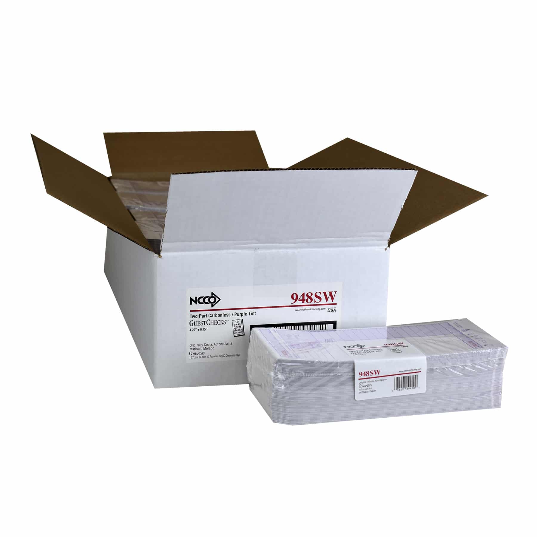 National Checking Carbonless Guest Check 2 Part 4.25" x 9.37" Purple, 16 / 32 2500 / cs