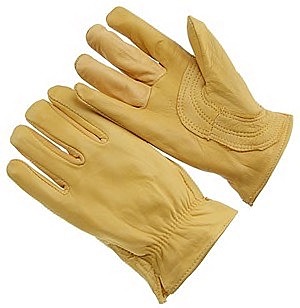 Gold goatskin driver, straight thumb, thumb strap