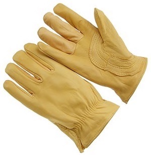 Gold goatskin driver, straight thumb, thumb strap