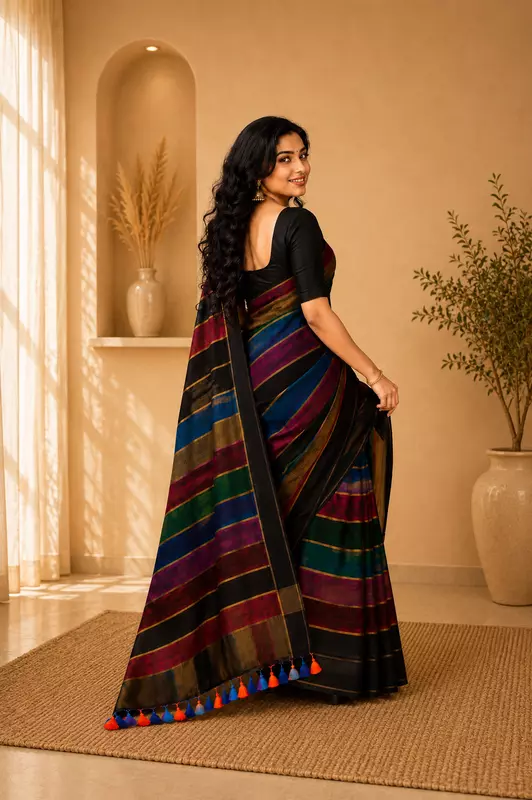 Mul cotton without blouse Rainbow