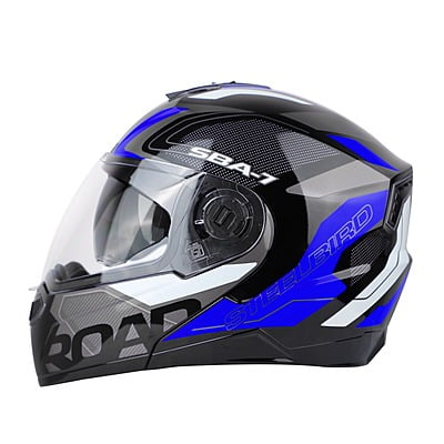 STEELBIRD SBA-7 ISS ROAD MATT BLACK/BLUE C/V (L)