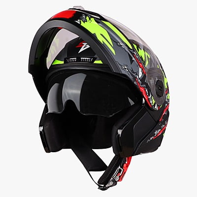 STEELBIRD SBA-7 ISS WINNER GLOSSY BLACK/FLUO NEON C/V (M)