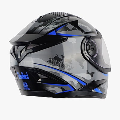 STEELBIRD SBH-17 ROBOT CAMO MATT BLACK/BLUE C/V (L)