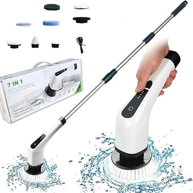 7IN1 CORDLESS RECHARGEABLE SPIN SCRUBBER CLEANING BRUSH