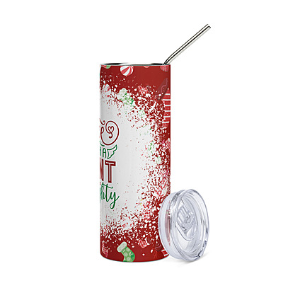 Nice with a Hint of Naughty Skinny Tumbler – Christmas Holiday Drinkware