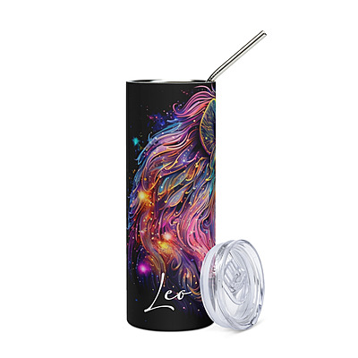 Leo Zodiac Sign Skinny Tumbler – Vibrant Sublimated Astrology Drinkware