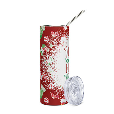 Nice with a Hint of Naughty Skinny Tumbler – Christmas Holiday Drinkware