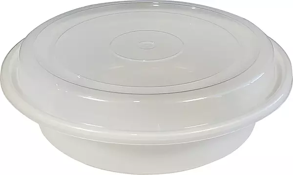 9" Round Plastic Container 48oz- White [150 ct]