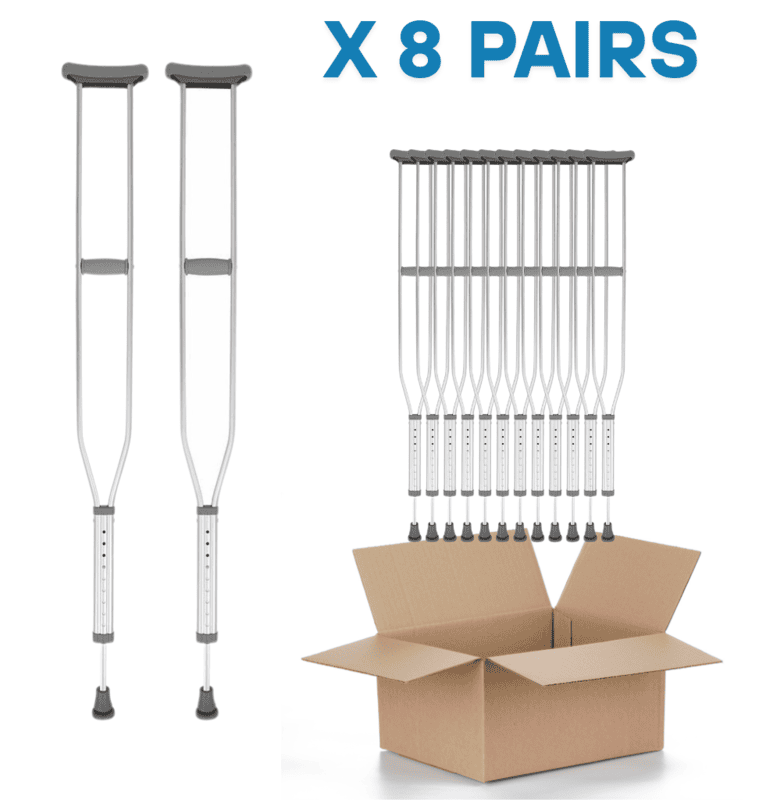Standard Crutches (8 Pair) HCPCs E0114-Adult: 5'2"-5'10"