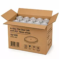 8-10oz Flat Clear Lids HYP PET 78mm w/hole 10/100