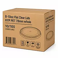 8-10oz Flat Clear Lids HYP PET 78mm w/hole 10/100