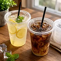 8-10oz Flat Clear Lids HYP PET 78mm w/hole 10/100