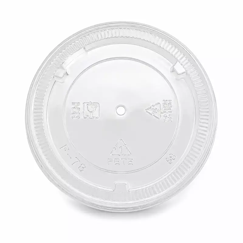 8-10oz Flat Clear Lids HYP PET 78mm w/hole 10/100