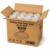 8-10oz Flat Clear Lids HYP PET 78mm w/out hole 10/100