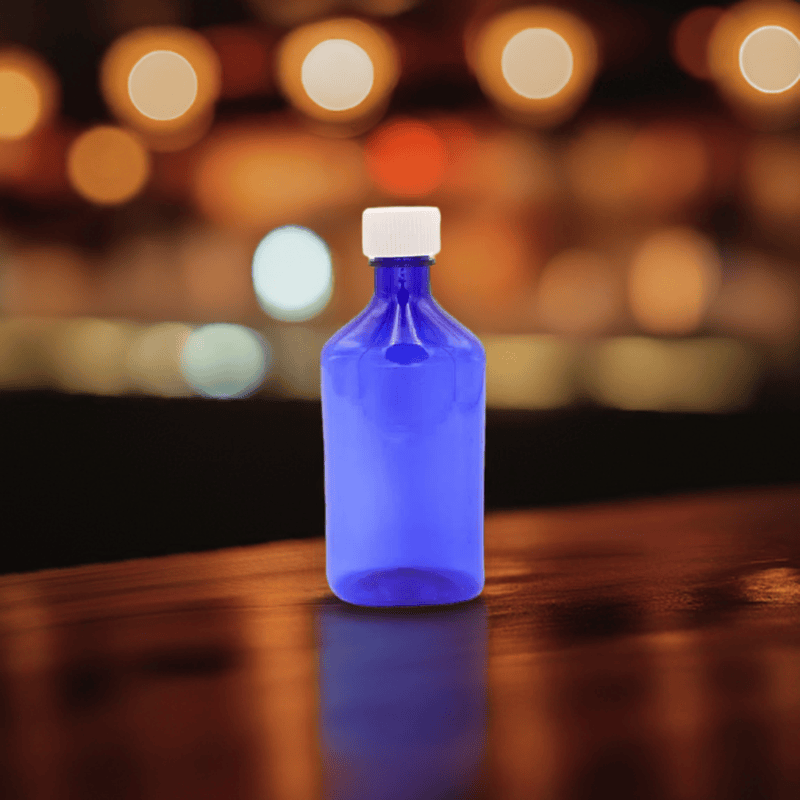 8oz Graduated Oval RX Bottles with Caps 100 count-Blue
