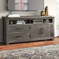 Rustic Solid Wood TV Unit with Drawers & Cabinets