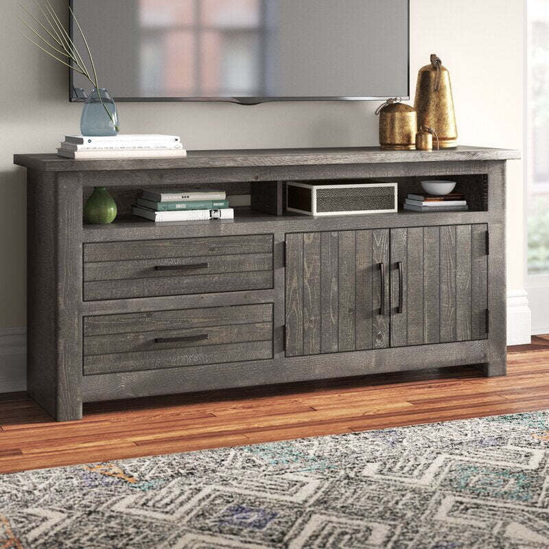 Rustic Solid Wood TV Unit with Drawers & Cabinets