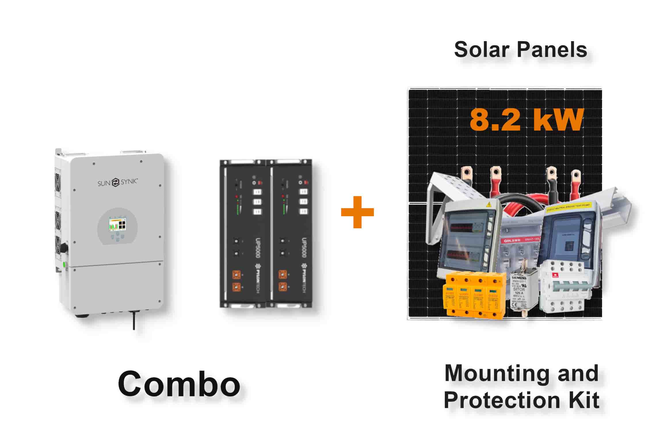 8.0 kW SUNSYNK Hybrid - PYLONTECH Combo, c/w 2x 4.8 kWh Lithium Batteries