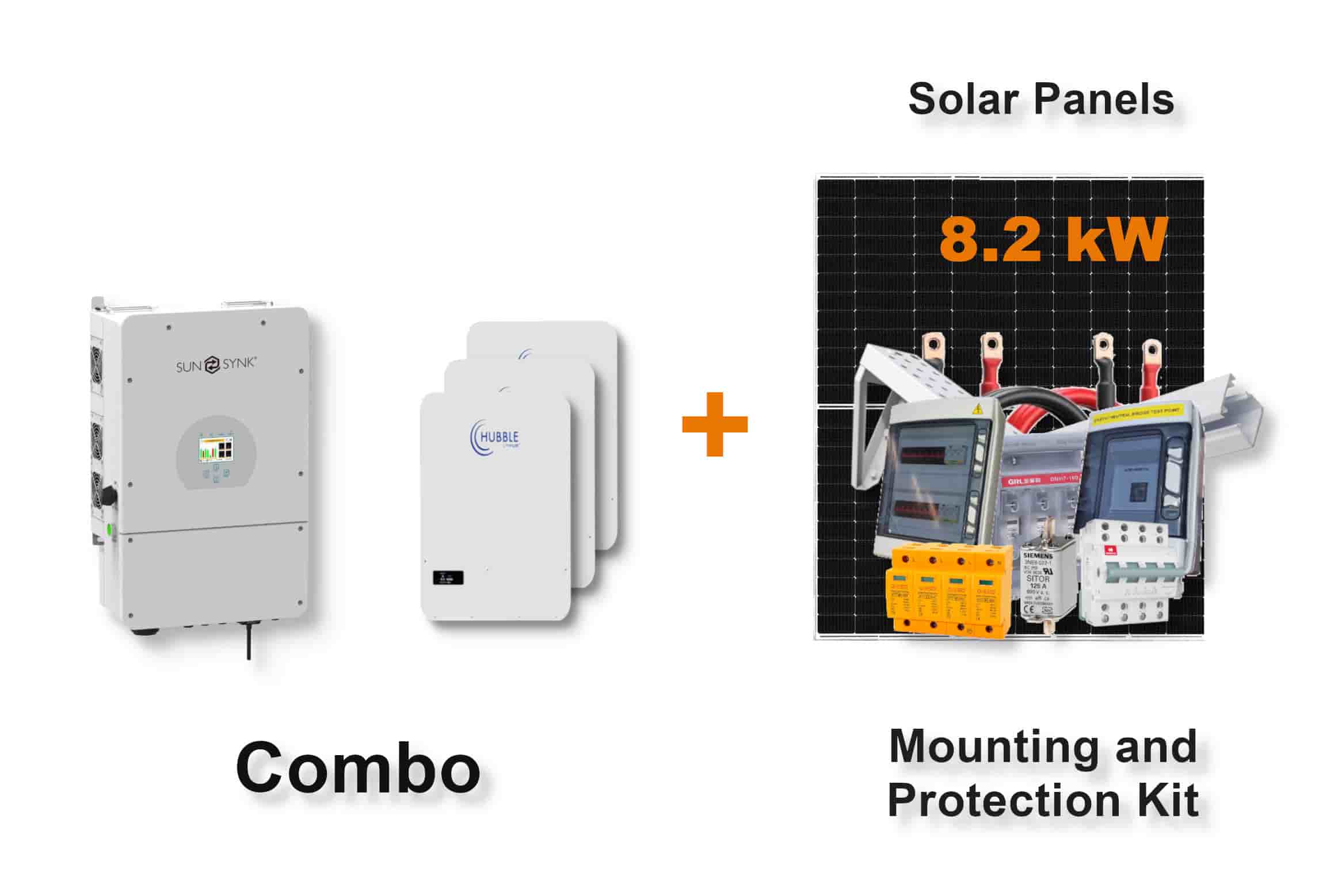 8.0 kW SUNSYNK Hybrid - HUBBLE Combo, c/w 3x 5.12 kWh Lithium Batteries