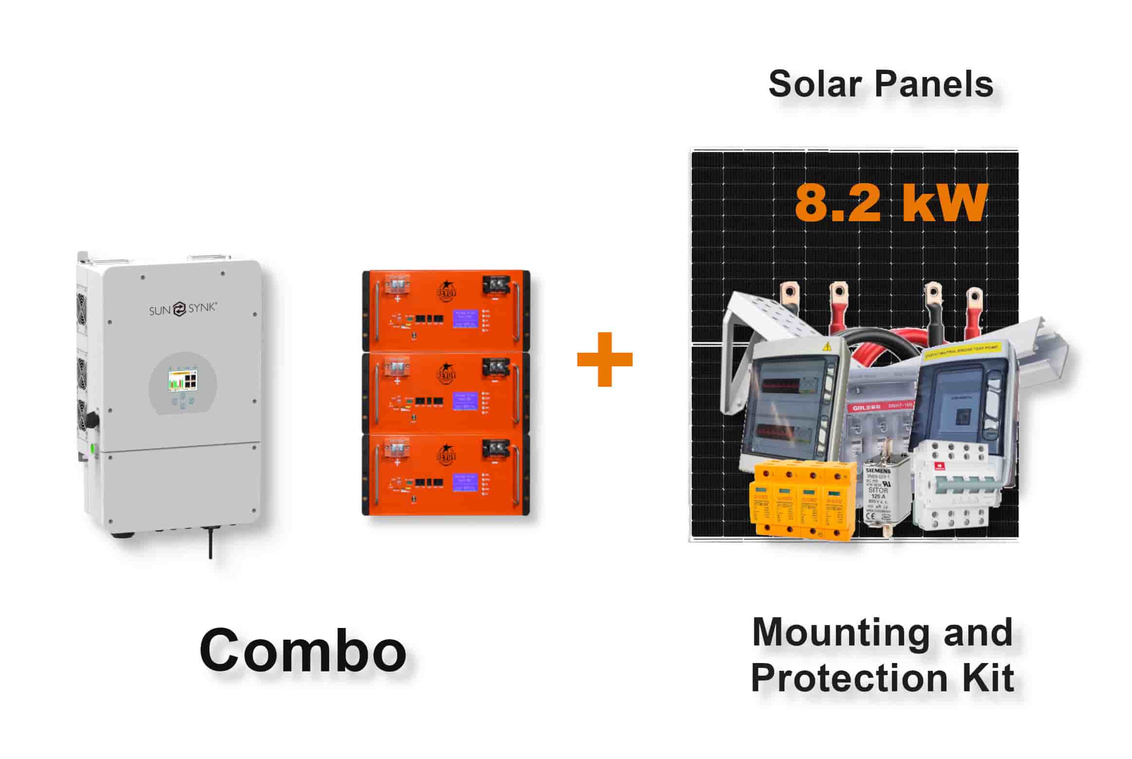 8.0 kW SUNSYNK Hybrid - REVOV Combo, c/w 3x 5.12 kWh Lithium Batteries