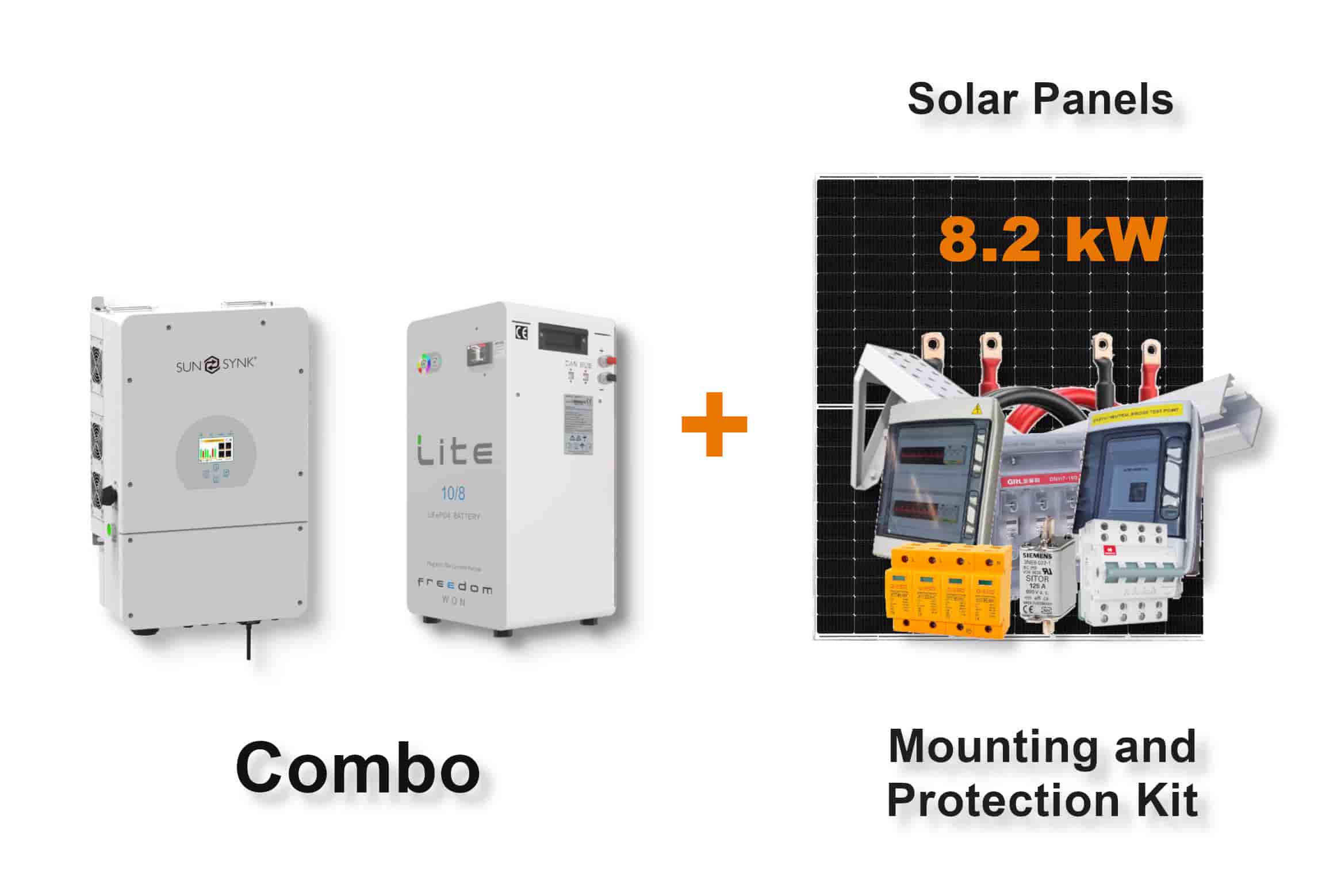 8.0 kW SUNSYNK Hybrid - FREEDOM WON Combo, c/w 10.0 kWh Lithium Battery