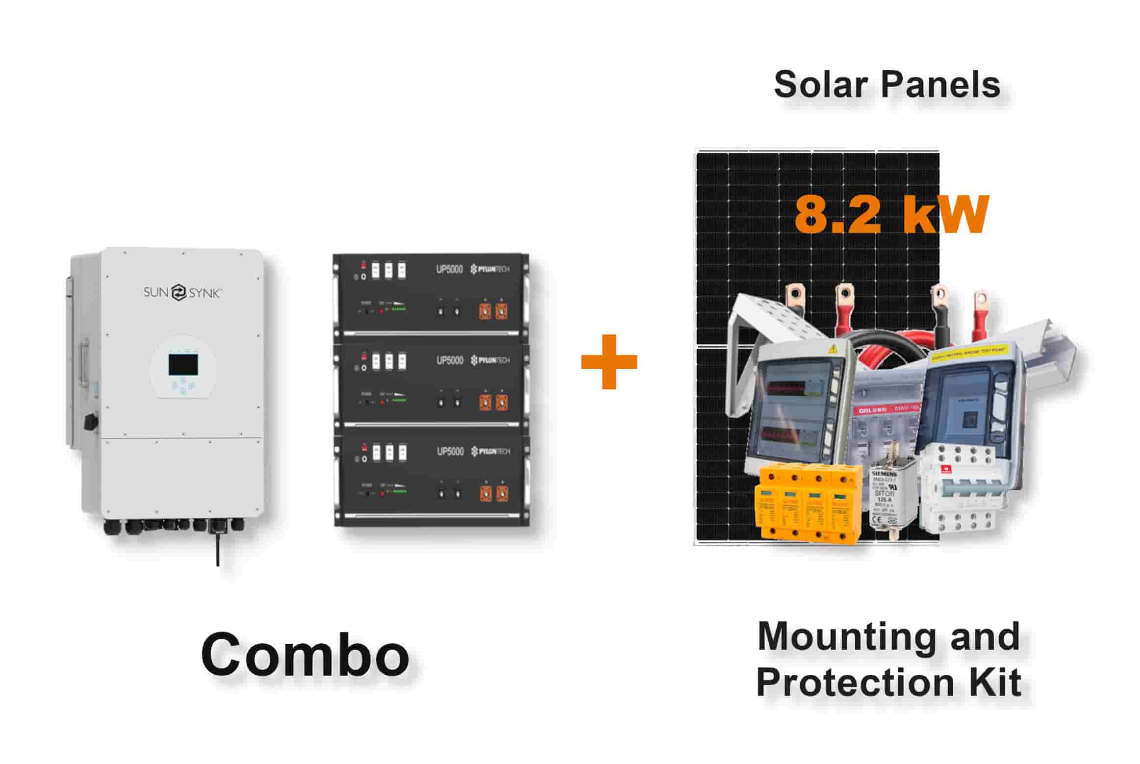 12.0 kW SUNSYNK 3-Phase Hybrid - PYLONTECH Combo, c/w 3x 4.8 kWh Lithium Batteries