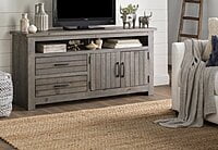 Rustic Solid Wood TV Unit with Drawers & Cabinets